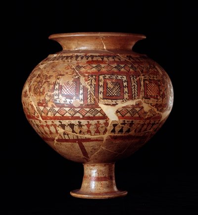 Civiltà etrusca: vaso olla dalla tomba 3, necropoli di Buccacce a Bisenzio - VII secolo a.C. da Etruscan