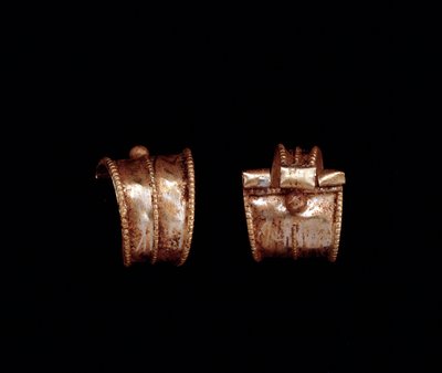 Civiltà etrusca: paio di orecchini in oro - VI secolo a.C. Da Pescia, vicino a Roma da Etruscan