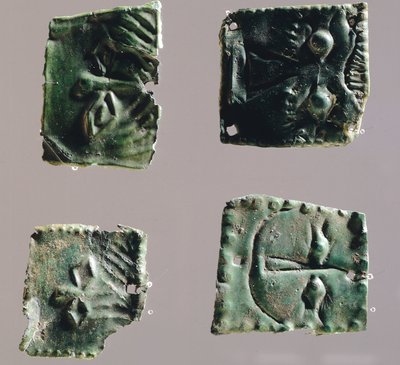 Ex-voto in piastra di bronzo raffigurante occhi. Artefatti dagli oggetti del Santuario di Reithia Este (Venetia). Civiltà Etrusca, V-IV secolo a.C. da Etruscan