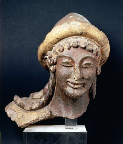 Testa di Hermes con un pilos, dal Tempio di Portonaccio, Veio, 510-500 a.C. da Etruscan