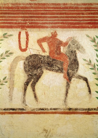 Cavaliere, lato sinistro, dalla tomba del Barone, c.500 a.C. da Etruscan