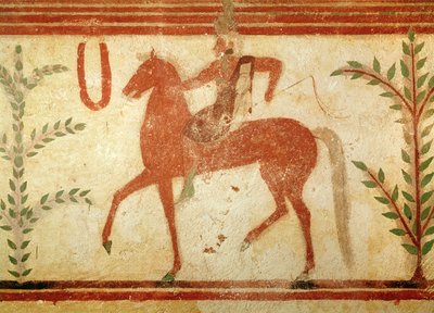 Cavaliere, lato destro, dalla Tomba del Barone, c.500 a.C. da Etruscan