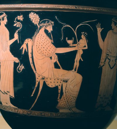 Cratere (grande vaso) del Pittore di Altamura (dettaglio) che mostra Dioniso da Etruscan