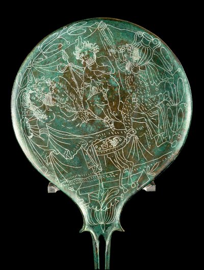 Specchio raffigurante una scena mitologica, da Palestrina da Etruscan
