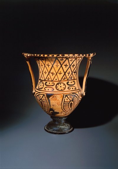 Cratere a calice a figure rosse raffigurante un volto umano da Etruscan