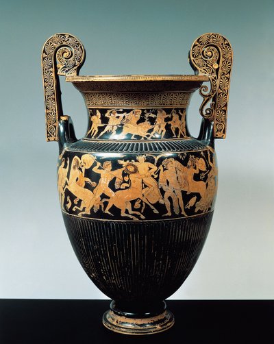 Cratere attico a figure rosse con scene di caccia al cinghiale calidonio e lotta tra centauri da Etruscan