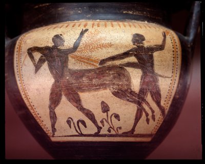 Cratere in terracotta con rappresentazione di centauromachia, fine del VI secolo a.C. da Etruscan