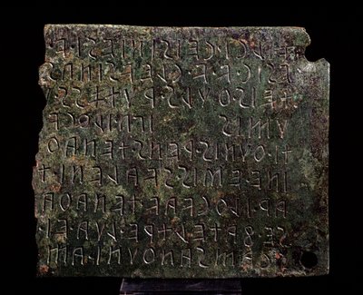 Tavoletta di bronzo da Monte Acuto, Formello (3°-2° secolo a.C.) da Etruscan Etruscan