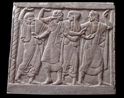 Scena di danza, bassorilievo di lapide in marmo da Etruscan Etruscan