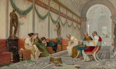 Interno di edificio romano con figure da Ettore Forti