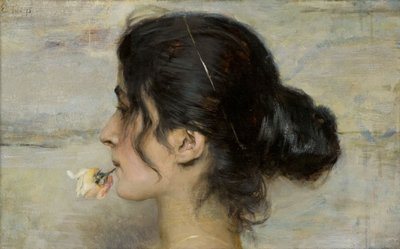 Con la rosa tra le labbra, 1895 da Ettore Tito