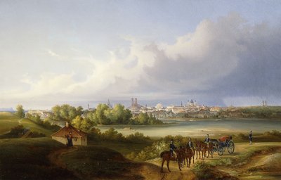 Una vista di Monaco e del fiume Isar, 1838 da Eugen Adam