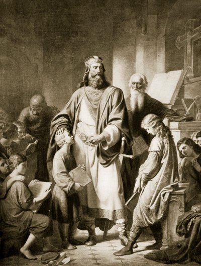 Carlo Magno e i suoi studiosi, illustrazione da 