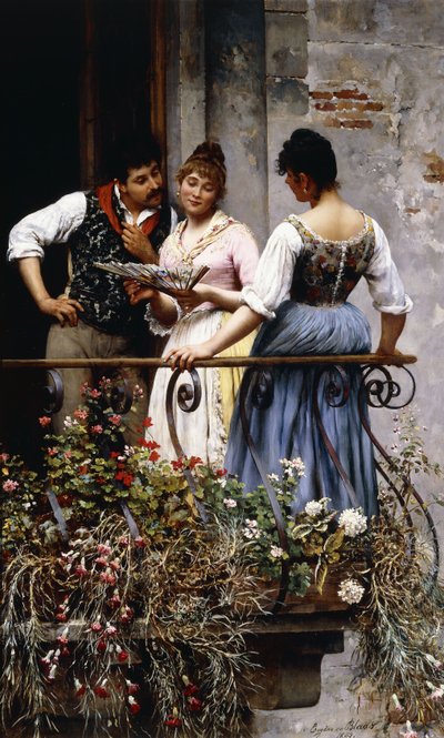 Sul balcone da Eugen von Blaas