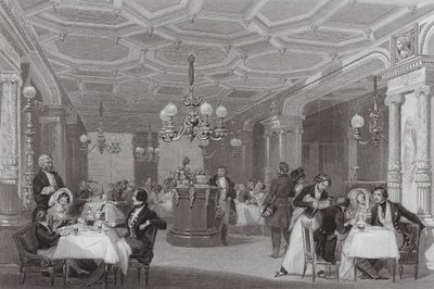 I "Trois Freres Provenceaux," Palais Royal, Parigi, La celebre trattoria (incisione) da Eugene Louis (after) Lami