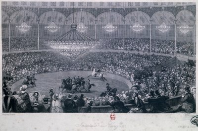 Spettacolo equestre al circo Franconi, Champs Elysées, Parigi, di Eugène Louis Lami, inciso da Charles Mottram tratto da Estate e Inverno a Parigi da Eugene Louis Lami