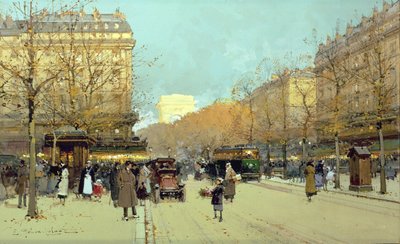 Boulevard Haussmann, a Parigi da Eugene Galien Laloue