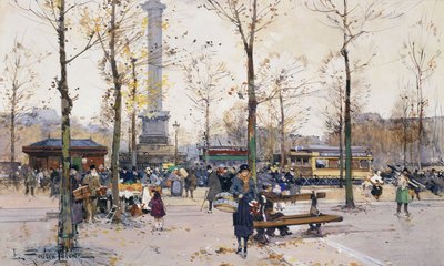 Place de la Bastille, Parigi da Eugene Galien Laloue