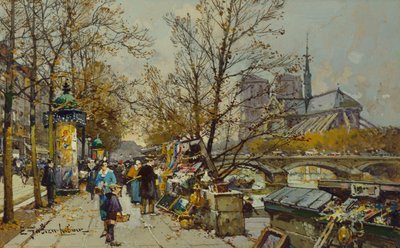 La Rive Gauche, Parigi, con Notre Dame sullo Sfondo da Eugene Galien Laloue