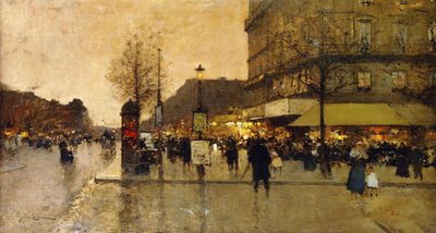 Una scena di strada parigina da Eugene Galien Laloue