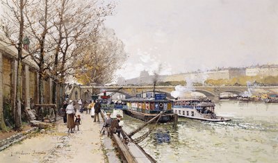 Chiatte sulla Senna da Eugene Galien Laloue