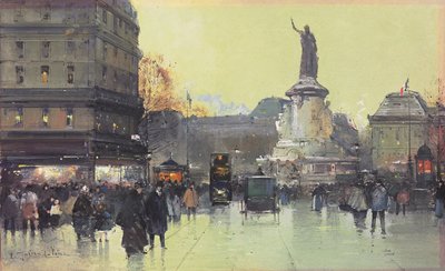 Place de la Republique, Parigi da Eugene Galien Laloue