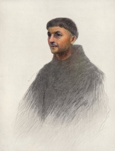 Un frate (litografia a colori) da Eugene (after) Burnand