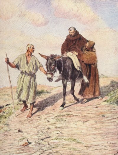 San Francesco scende dal Monte la Verna con Fra
