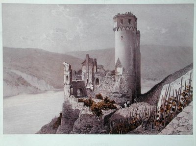 Schloss Ehrenfels nella valle del Reno, c.1863 da Eugene (after) Ciceri
