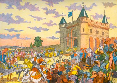 Isabeau di Baviera entra a Parigi su una lettiga da Eugene (after) Courboin