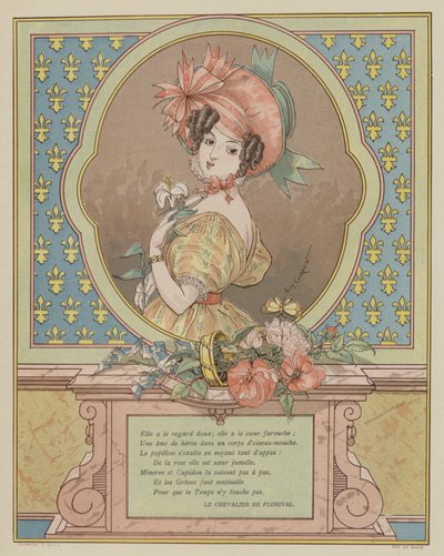 Ritratto di una bella giovane donna (litografia a colori) da Eugene (after) Courboin