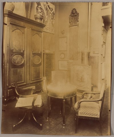 Innenraum von Herrn C., Dekorateur Wohnungen, Rue du Montparnasse da Eugène Atget