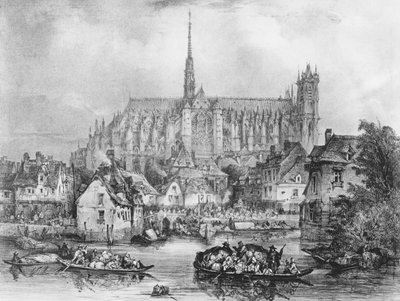 Veduta della Cattedrale di Notre Dame, Amiens, dal Pont Dudon da Eugene Balan