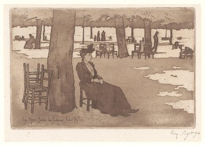 Donna nel Giardino delle Tuileries a Parigi da Eugene Bejot