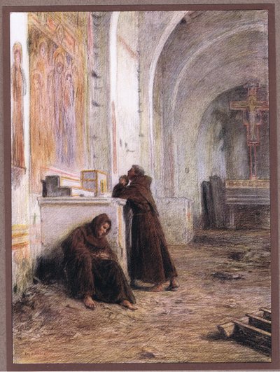Frate Giles e il suo compagno svenuti dalla fame in una chiesa deserta da Eugene Burnand
