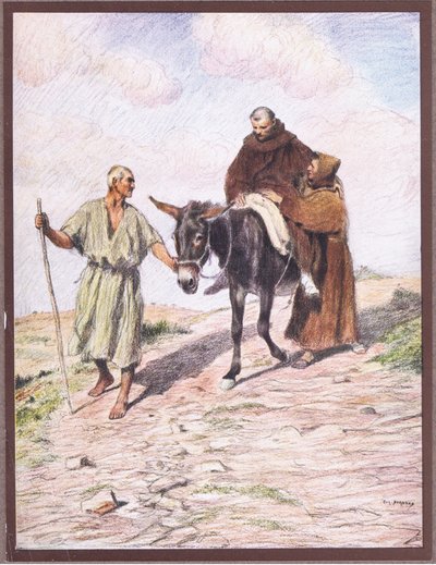 San Francesco scende dal Monte La Verna con Frate Leo dopo l