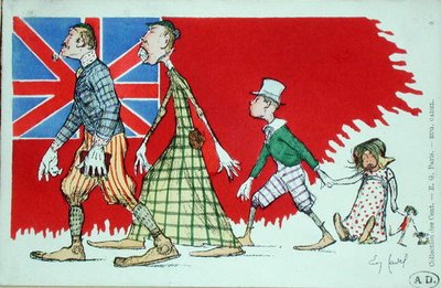 Famiglia britannica vista dai francesi, cartolina da Eugene Cadel