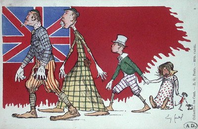 Cartolina con una caricatura di una famiglia britannica da Eugene Cadel