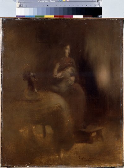 Donna con un bambino sulle ginocchia da Eugène Carrière