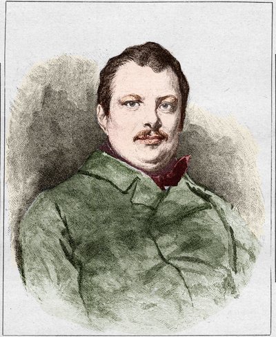 Ritratto di Honoré Balzac nel 1830 (1799 - 1850), scrittore francese. Incisione di Eugène Chiquet. da Eugene Chiquet