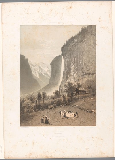 Picnic con vista sulla cascata di Staubbach (La Svizzera e la Savoia) da Eugene Ciceri