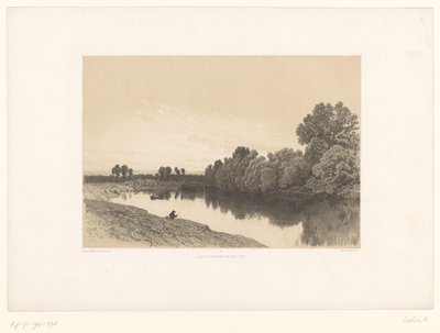 Paesaggio fluviale con pescatori al crepuscolo da Eugene Ciceri