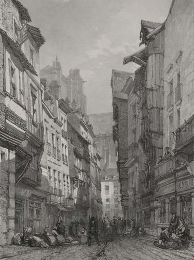 Viaggi pittoreschi e romantici nella vecchia Francia. Bretagna: Grande rue vieille a Nantes da Eugene Ciceri