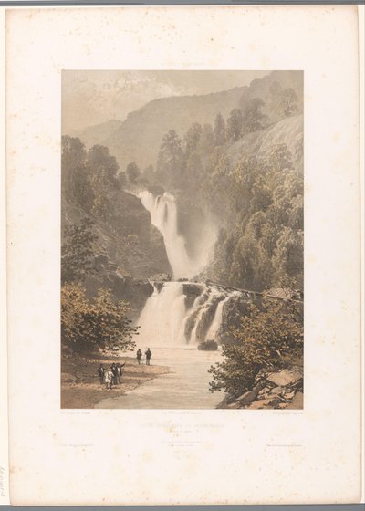 Escursionisti con vista sulla cascata di Reichenbach (serie: Vedute della Svizzera e della Savoia) da Eugene Ciceri