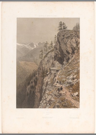Escursionisti su un sentiero di montagna vicino a Chamonix e al Monte Bianco da Eugene Ciceri