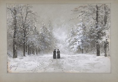 Scena invernale con due uomini, 1830-90 da Eugene Ciceri