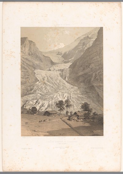 Vista sul ghiacciaio superiore di Grindelwald (Gezichten in Zwitserland en Savoye) da Eugene Ciceri