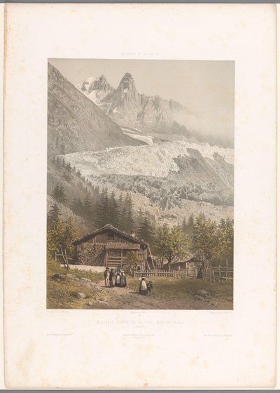 Vista delle cime Aiguille Verte e Dru e del ghiacciaio Mer-de-Glace da Eugene Ciceri