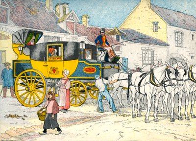 Diligenza in una rimessa nel 1840 da Eugene Courboin