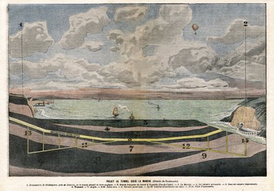 Progetto del Tunnel della Manica tra Dover e Sangatte da Eugene Damblans